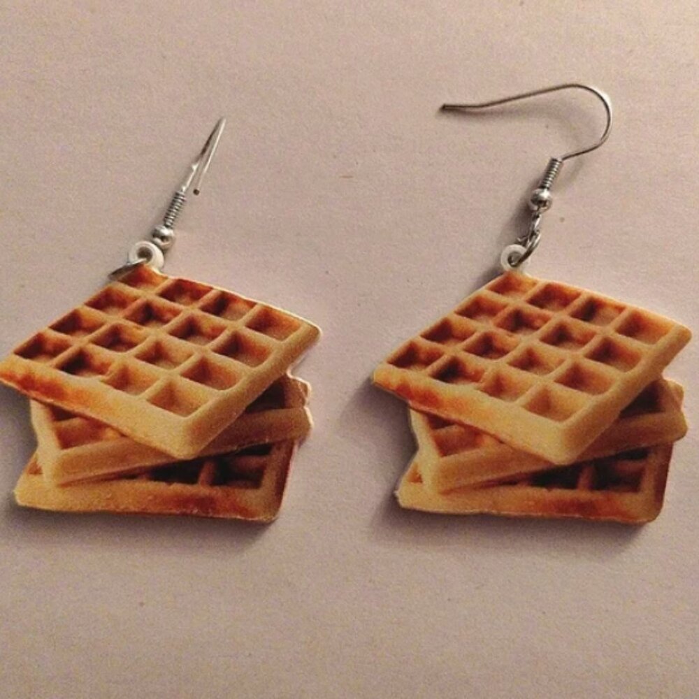 Waffle Dangle Earrings - Pierced - NEW